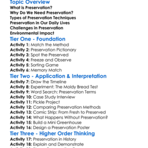Preservation Techniques Worksheet Activity Booklet