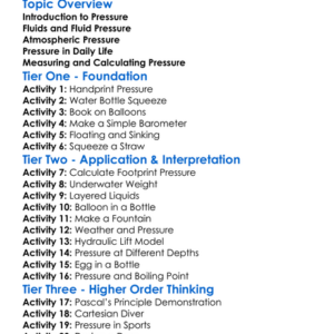 Pressure And Fluids Worksheet Activity Booklet