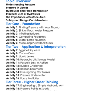 Pressure And Hydraulics Worksheet Activity Booklet