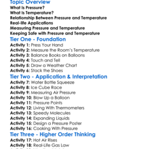 Pressure And Temperature Worksheet Activity Booklet