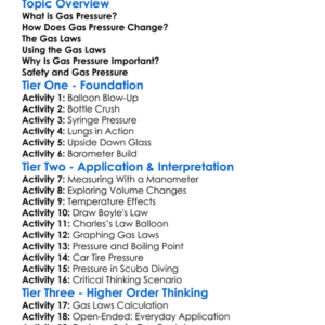 Pressure In Gases Gas Laws Worksheet Activity Booklet