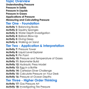 Pressure In Solids Liquids And Gases Worksheet Activity Booklet