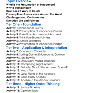 Presumption Of Innocence Worksheet Activity Booklet