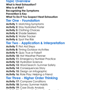 Preventing Heat Exhaustion Worksheet Activity Booklet