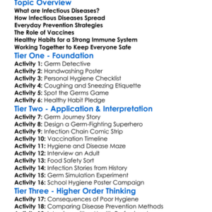 Preventing Infectious Diseases Worksheet Activity Booklet