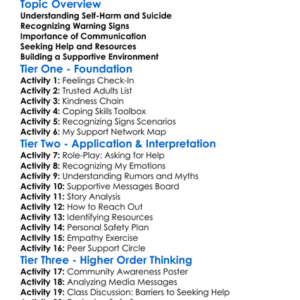Preventing Self-Harm And Suicide Worksheet Activity Booklet