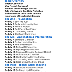 Prevention Of Corrosion Worksheet Activity Booklet