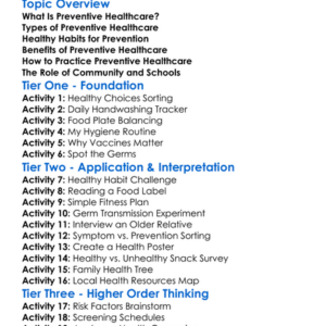 Preventive Healthcare Worksheet Activity Booklet