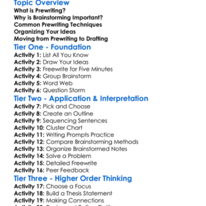 Prewriting And Brainstorming Worksheet Activity Booklet