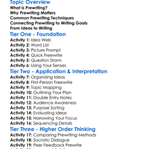 Prewriting Worksheet Activity Booklet