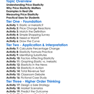 Price Elasticity Application Worksheet Activity Booklet