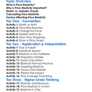 Price Elasticity Worksheet Activity Booklet
