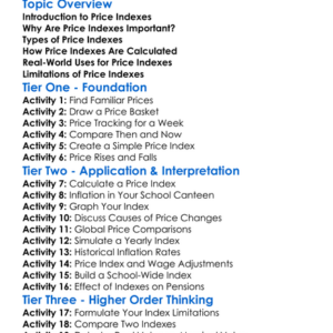 Price Indexes Worksheet Activity Booklet