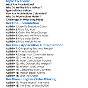 Price Indices Worksheet Activity Booklet