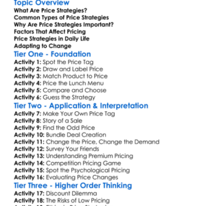 Price Strategies Worksheet Activity Booklet