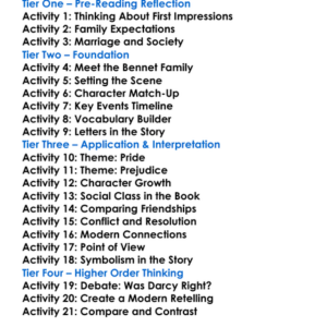 Pride And Prejudice Jane Austen Worksheet Activity Booklet