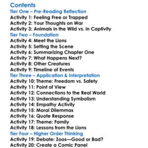 Pride Of Baghdad Brian K Vaughan And Niko Henrichon Worksheet Activity Booklet