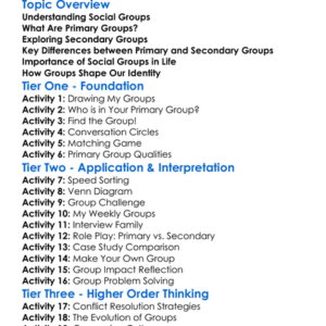 Primary And Secondary Groups Worksheet Activity Booklet