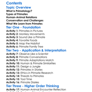 Primatology And Human-Animal Relations Worksheet Activity Booklet