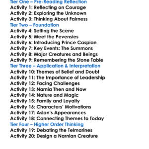 Prince Caspian Cs Lewis Worksheet Activity Booklet