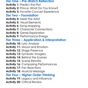 Prince The Beautiful Experience 1994 Worksheet Activity Booklet