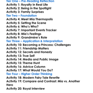 Princess Diaries Meg Cabot Worksheet Activity Booklet