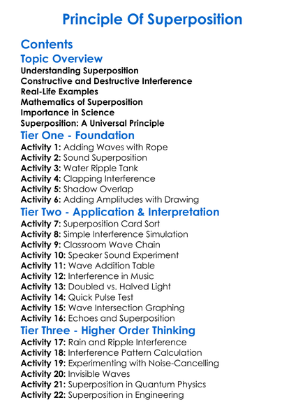 Principle Of Superposition Worksheet Activity Booklet