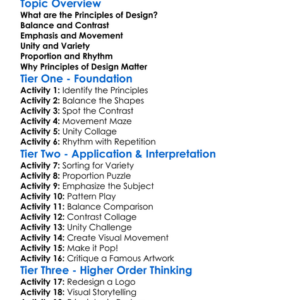 Principles Of Design Worksheet Activity Booklet