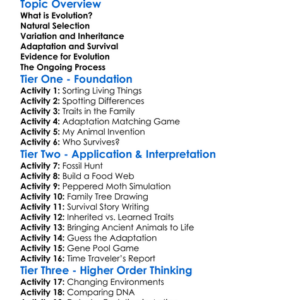 Principles Of Evolution Worksheet Activity Booklet