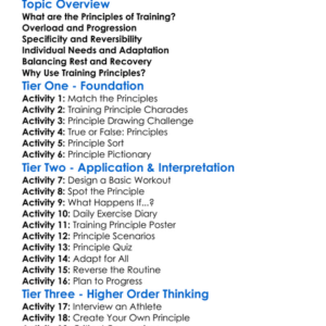 Principles Of Training Worksheet Activity Booklet