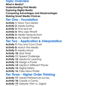 Print Vs Digital Media Worksheet Activity Booklet