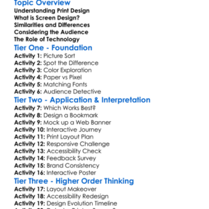 Print Vs Screen Design Worksheet Activity Booklet