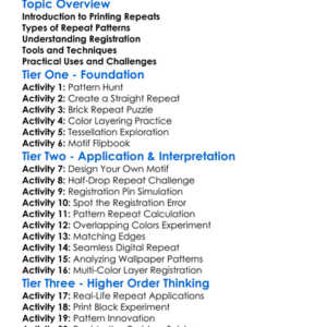 Printing Repeats And Registration Worksheet Activity Booklet
