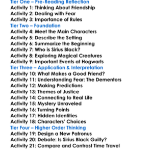 Prisoner Of Azkaban Jk Rowling Worksheet Activity Booklet