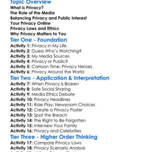 Privacy And The Media Worksheet Activity Booklet