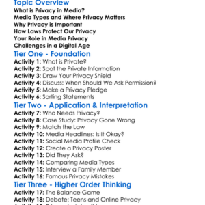 Privacy Issues In Media Worksheet Activity Booklet