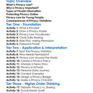 Privacy Law Worksheet Activity Booklet