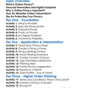 Privacy Online Worksheet Activity Booklet