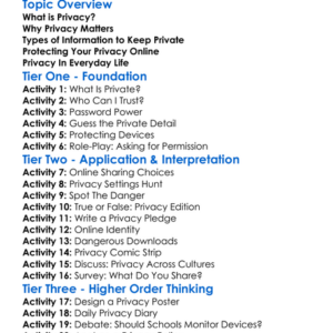 Privacy Worksheet Activity Booklet