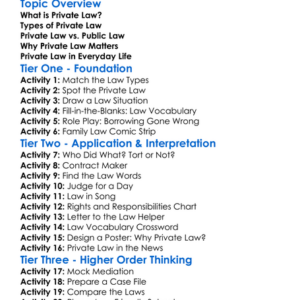 Private Law Worksheet Activity Booklet