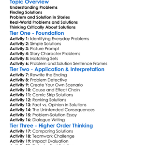Problem And Solution Worksheet Activity Booklet
