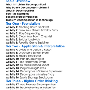 Problem Decomposition Worksheet Activity Booklet