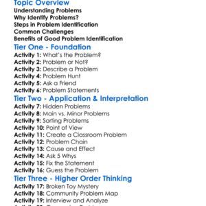 Problem Identification Worksheet Activity Booklet