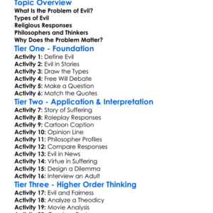 Problem Of Evil Worksheet Activity Booklet