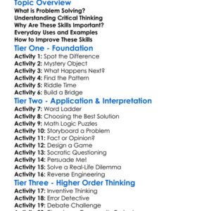 Problem Solving And Critical Thinking Worksheet Activity Booklet