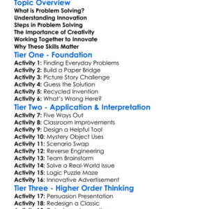 Problem Solving And Innovation Worksheet Activity Booklet