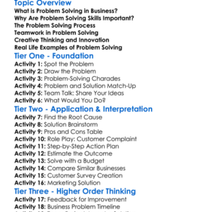 Problem Solving In Business Worksheet Activity Booklet