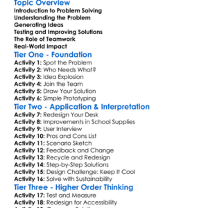 Problem Solving In Design Worksheet Activity Booklet