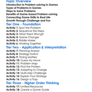 Problem-Solving In Games Worksheet Activity Booklet