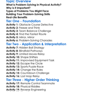 Problem-Solving In Physical Activity Worksheet Activity Booklet